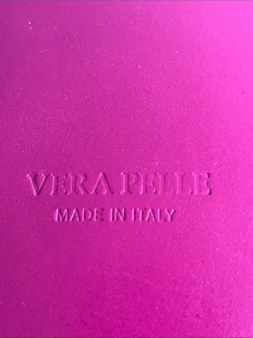 Vera Pelle Bright Pink Leather Wristlet Clutch with Gold Ring